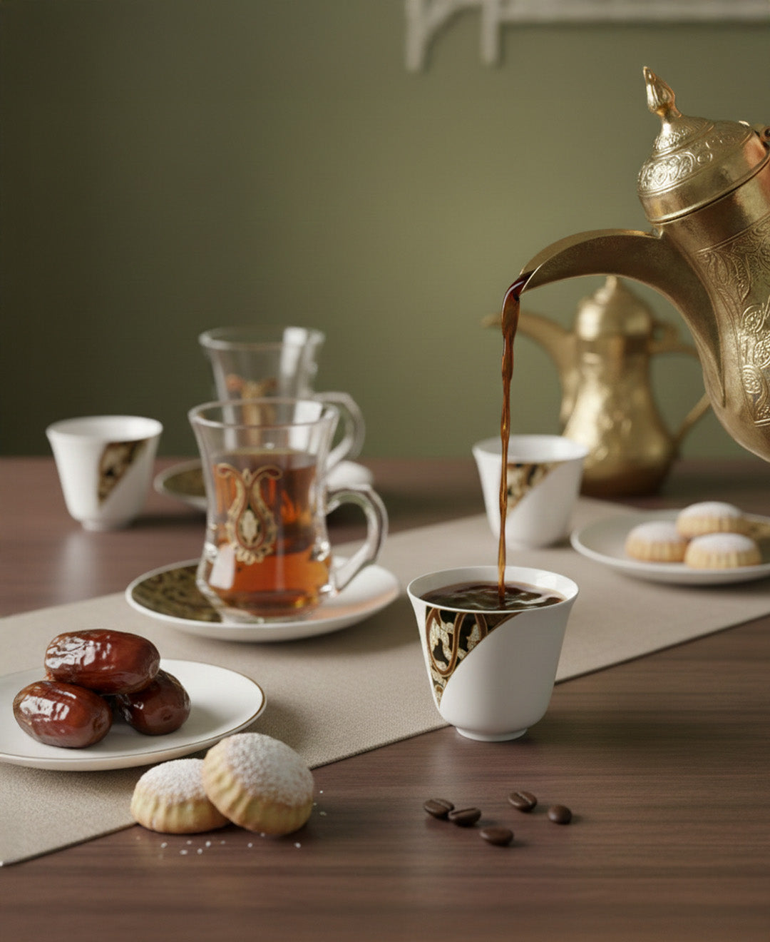 18-Piece Tea & Coffee Set with Silver Trim