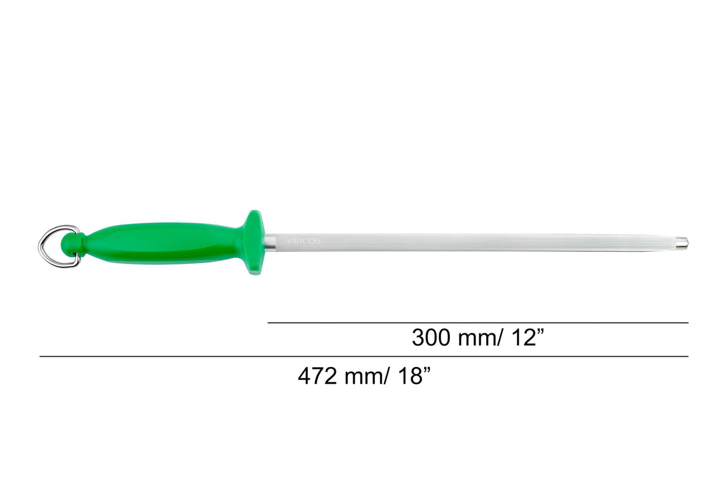 SHARPENING STEEL Green 300MM, Carbon Steel Chromium Coated Polypropylene, Arcos