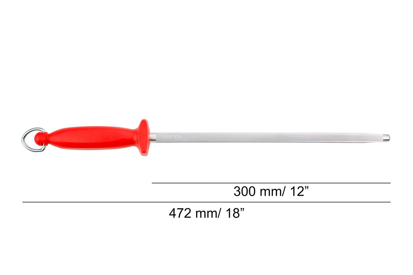 SHARPENING STEEL Red 300MM, Carbon Steel Chromium Coated Polypropylene, Arcos
