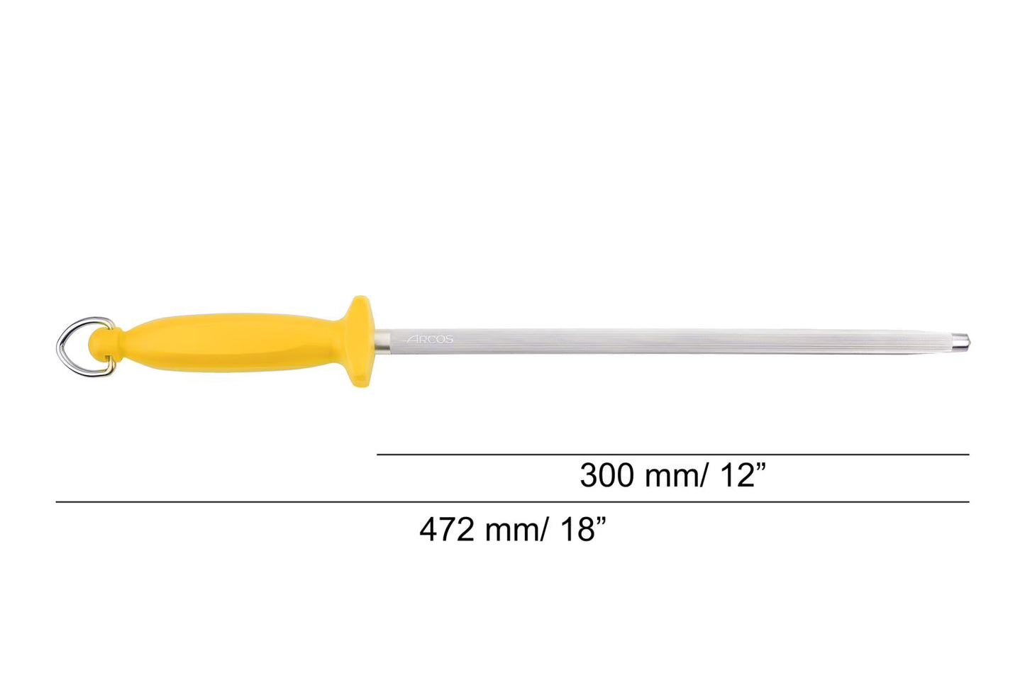 SHARPENING STEEL Yellow 300MM, Carbon Steel Chromium Coated Polypropylene, Arcos