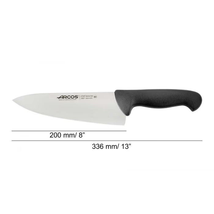 CHEF'S KNIFE 8" Black 200 MM, NITRUM® Stainless Steel, Polypropylene (PP), Arcos