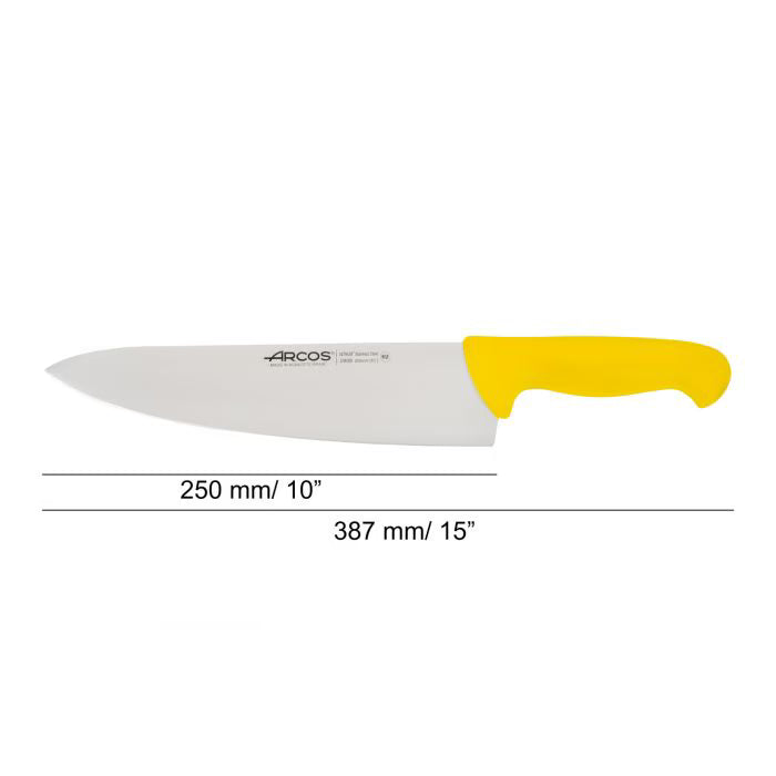 CHEF'S KNIFE 10" Yellow 250 MM, NITRUM® Stainless Steel, Polypropylene (PP), Arcos