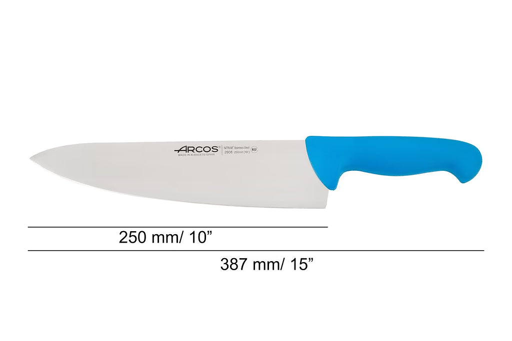 CHEF'S KNIFE 10" Blue 250 MM, NITRUM® Stainless Steel, Polypropylene (PP), Arcos