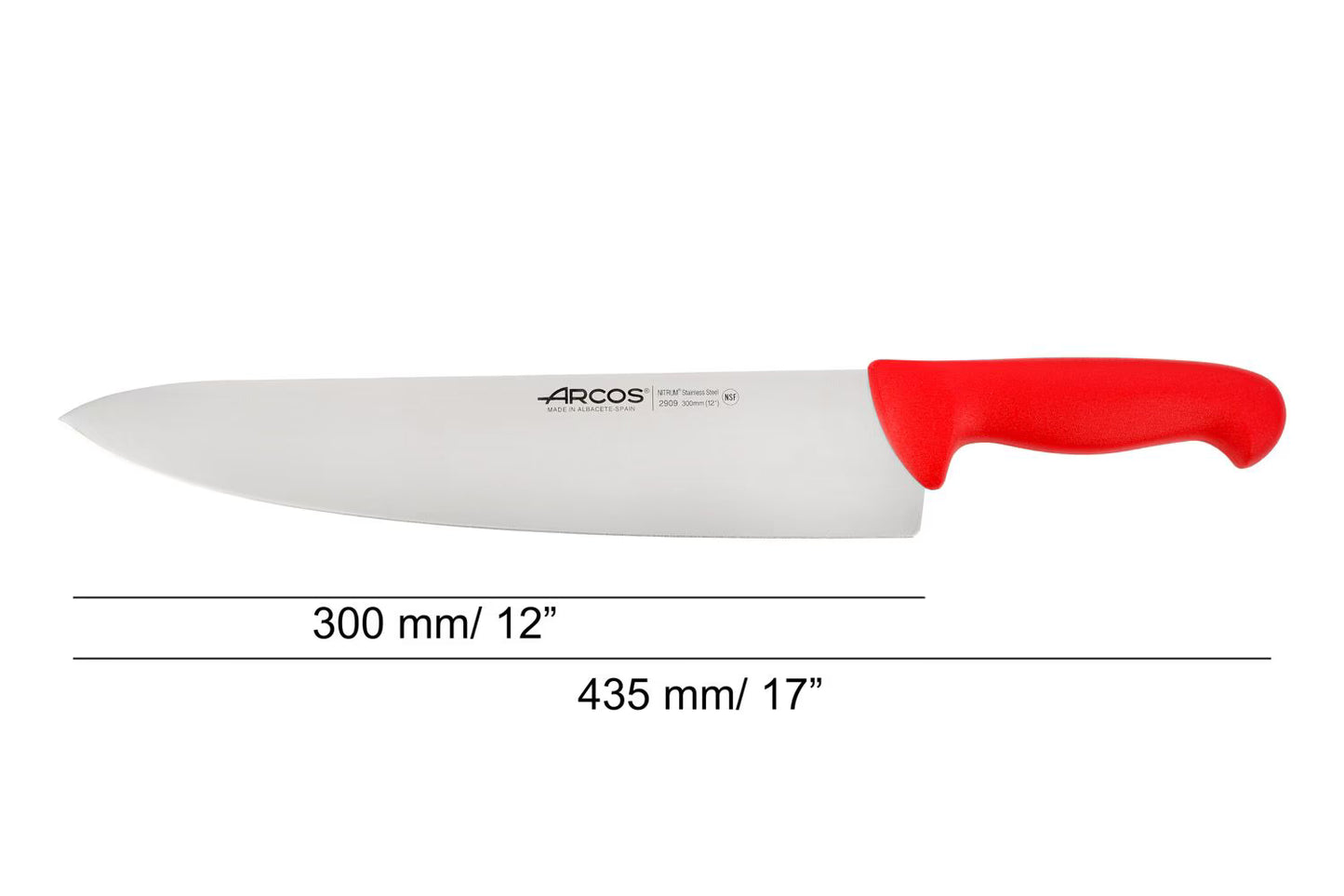 CHEF'S KNIFE 12" Red 300 MM, NITRUM® Stainless Steel, Polypropylene (PP), Arcos