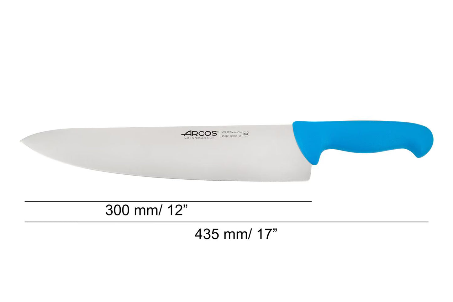 CHEF'S KNIFE 12" Blue 300 MM, NITRUM® Stainless Steel, Polypropylene (PP), Arcos