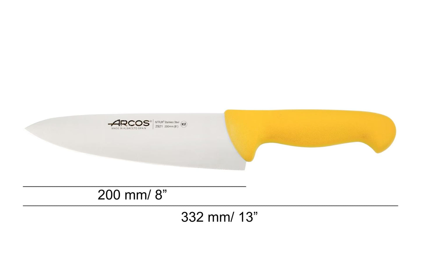 CHEF’S KNIFE 8" Yellow 200 MM, NITRUM® Stainless Steel, Polypropylene (PP), Arcos