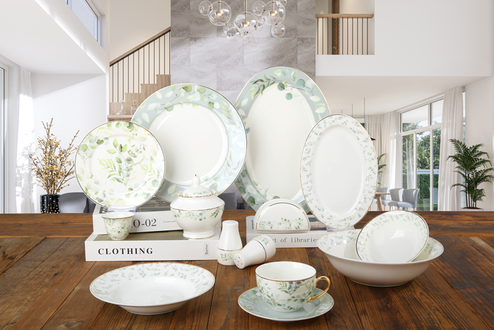 Porcelain Round Dinner Set 65cs - Nature's Touch