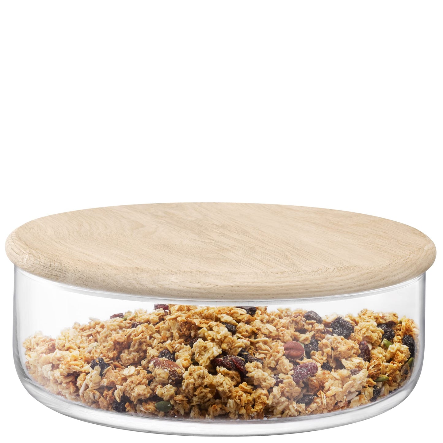 Dine Bowl/Container & Oak Lid 26.5cm H10cm Clear