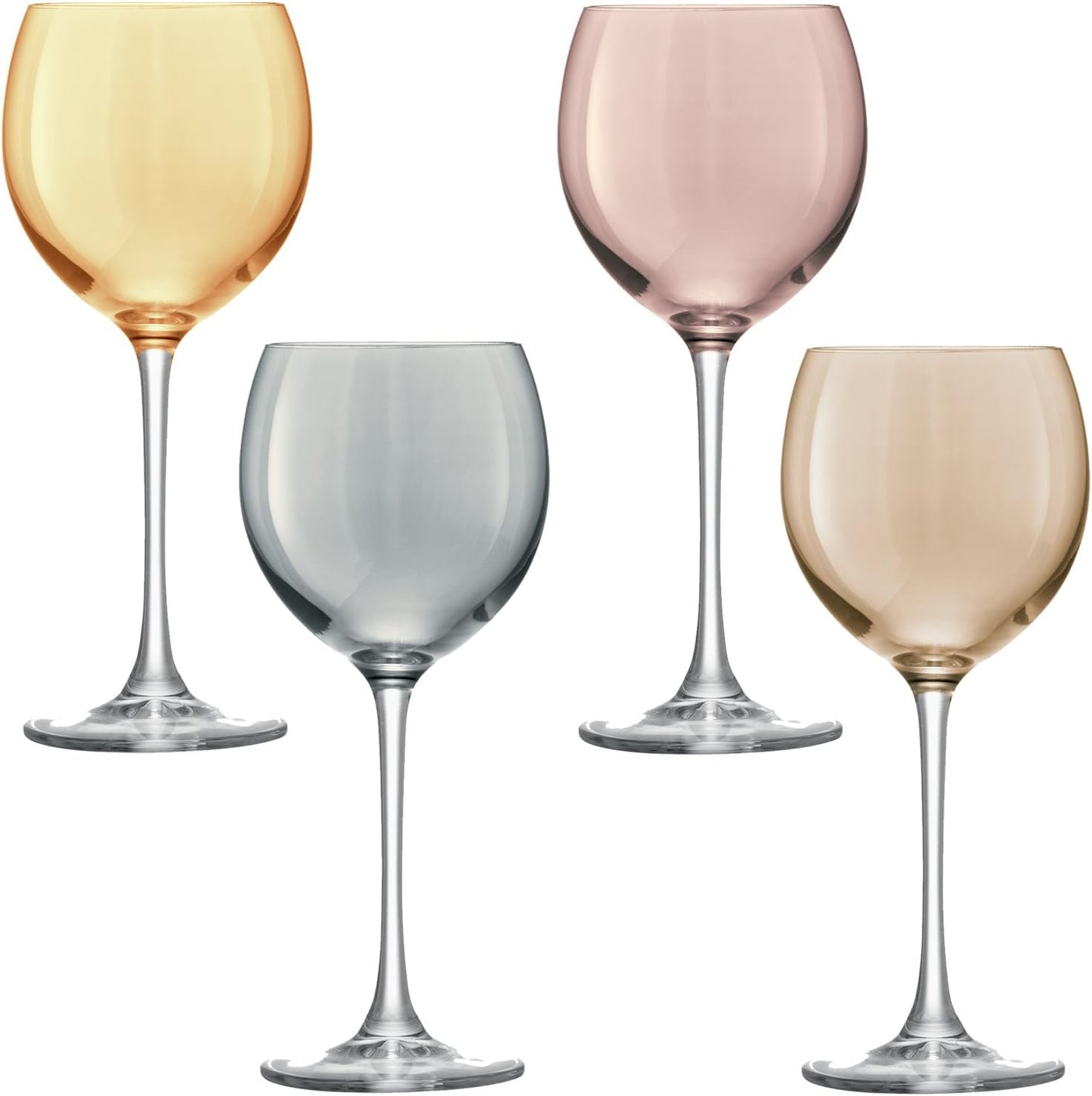 Polka Wine Glass 400ml Metallics Assorted x 4