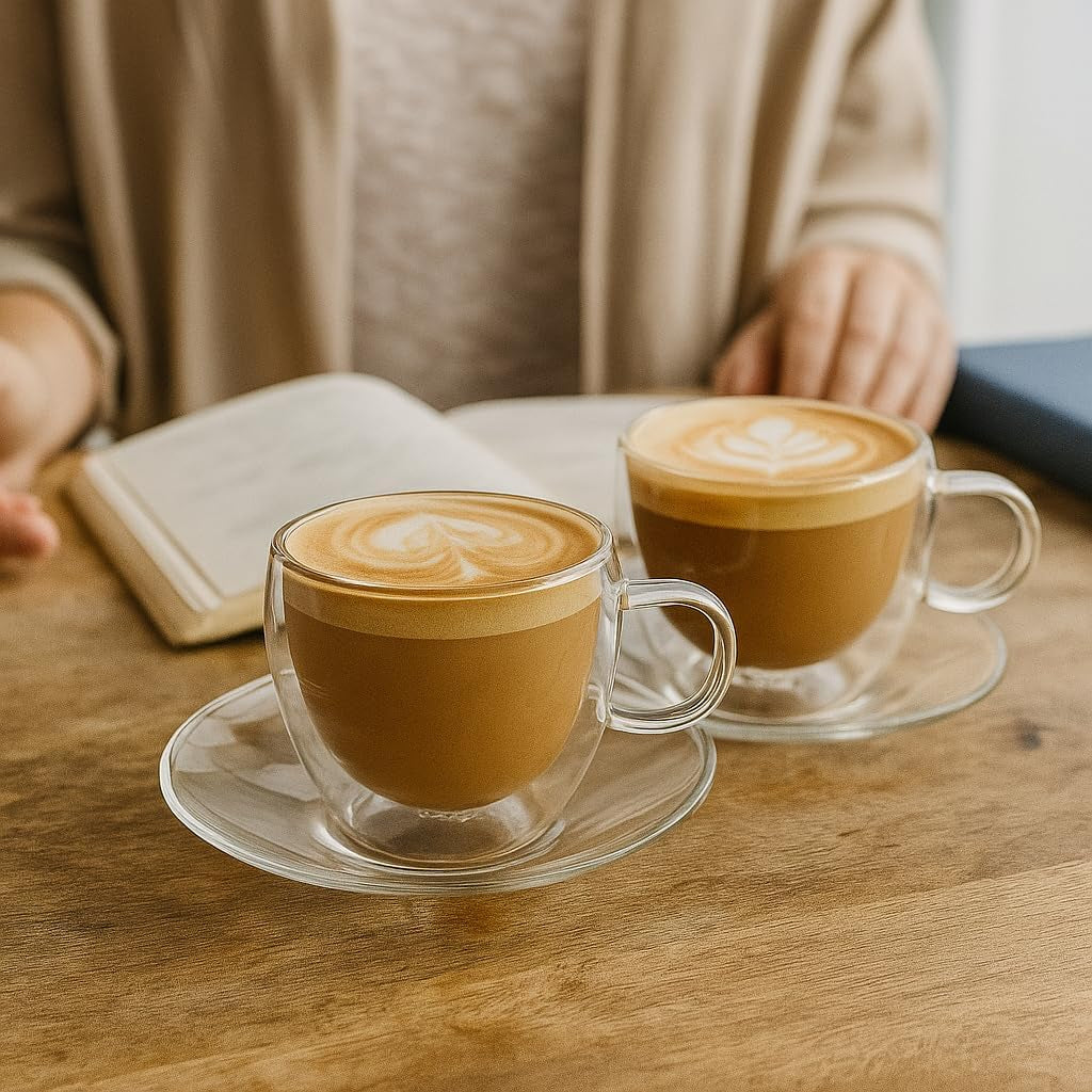 Insulated Glass Cups without saucers 200ml. Set of 2