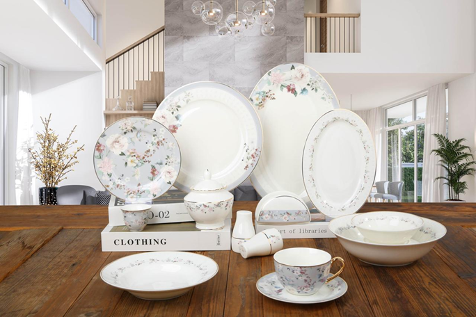 Porcelain Round Dinner Set 65cs - Pastel Bloom