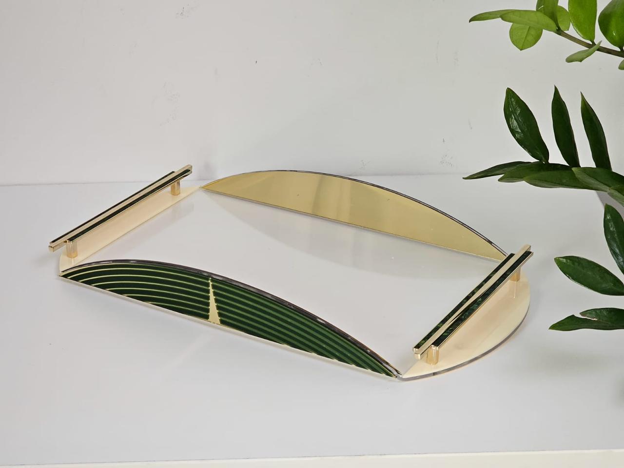 GR-SET Green Arc Acrylic Serving Tray with containers, Napkin Holder, Incense Burner, Tray and Box (TU-GR | BR-GR | BX-GR | NT-GR | TR-GR)