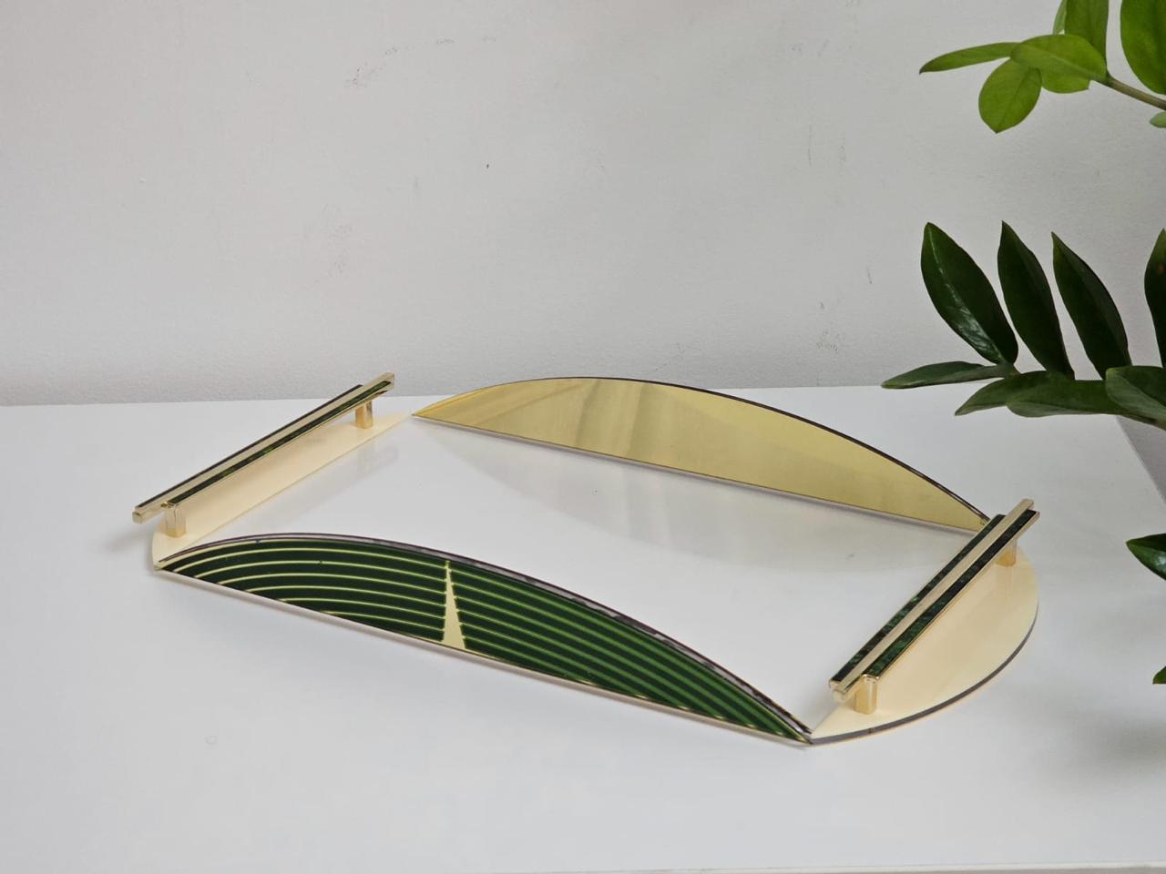 GR-SET Green Arc Acrylic Serving Tray with containers, Napkin Holder, Incense Burner, Tray and Box (TU-GR | BR-GR | BX-GR | NT-GR | TR-GR)