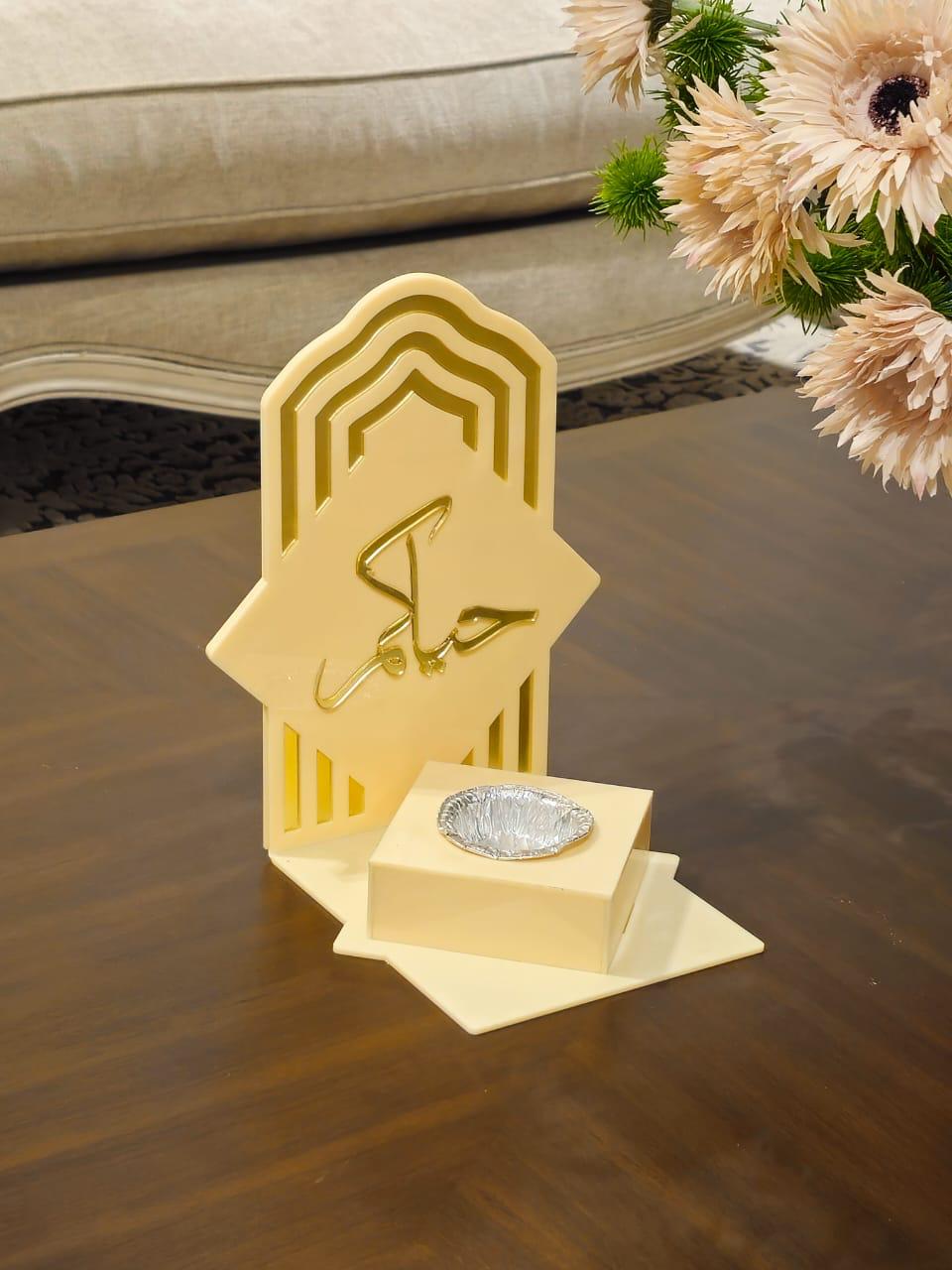 SQ BK Set of Acrylic Serving Box, Incense Burner, Tray and Tissue Box - BEIGE (TU-SQ | BR-SQ | BX- SQ | TR-M-SQ | TR-L-SQ)