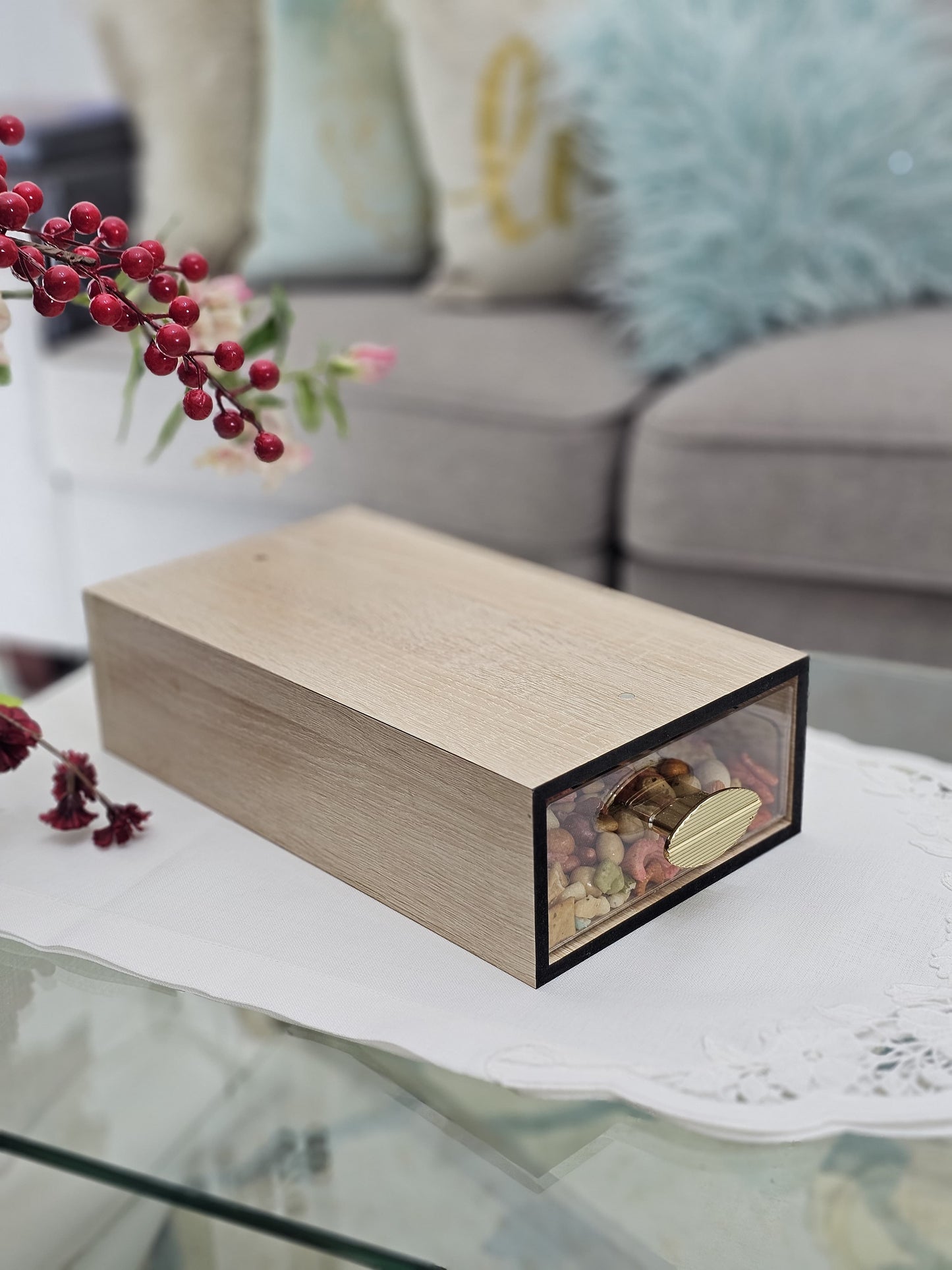 DR-L-BG | DR-S-BG SET of Rectangular & Square Nuts and Sweets Box Large Beige