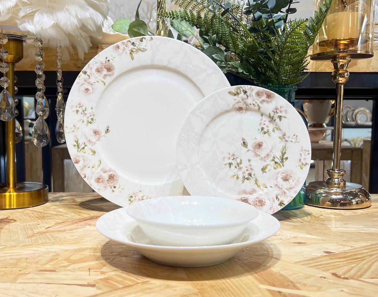 NBC Round Dinner Set of 24 Pcs - Pink Flowers