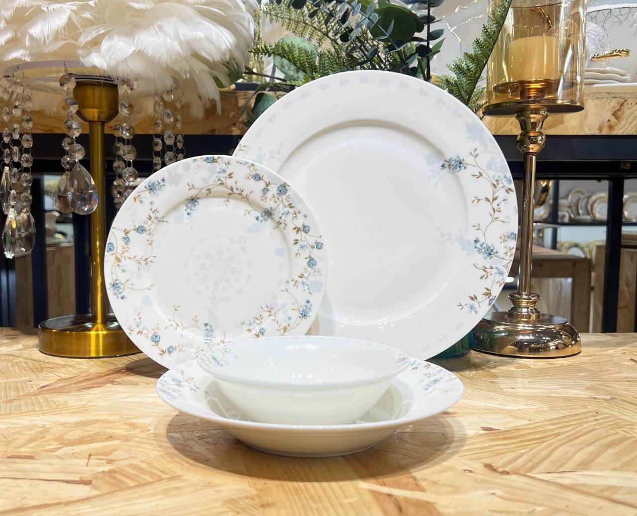 NBC Round Dinner Set of 24 Pcs - Blue Blooms