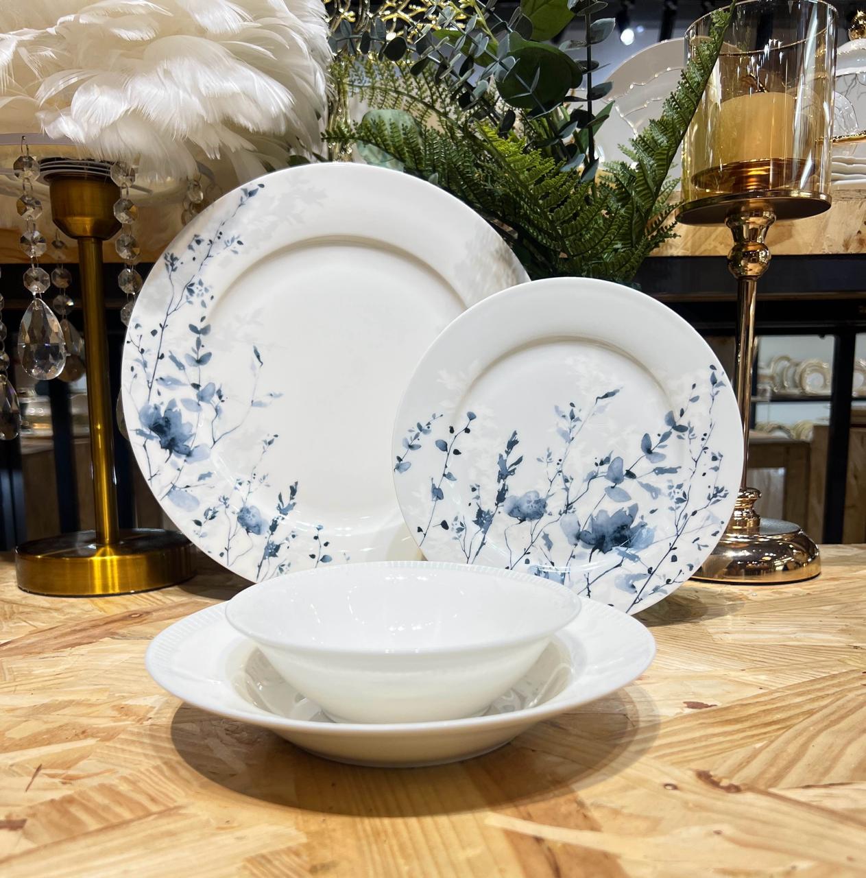 NBC Round Dinner Set of 24 Pcs - Blue Flowers