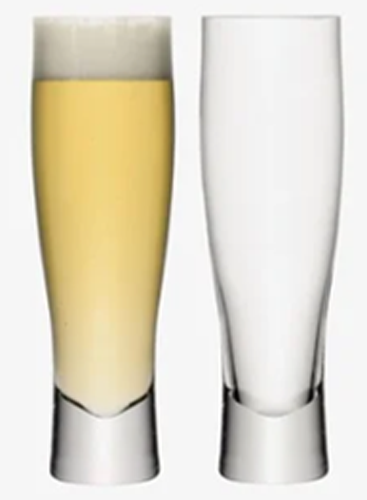 Bar Lager Glass 550ml Clear x 2