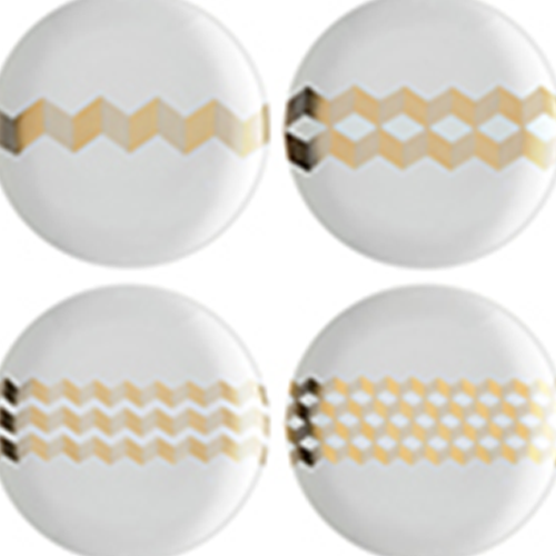 Chevron Teaplate 16cm Gold Assorted x 4