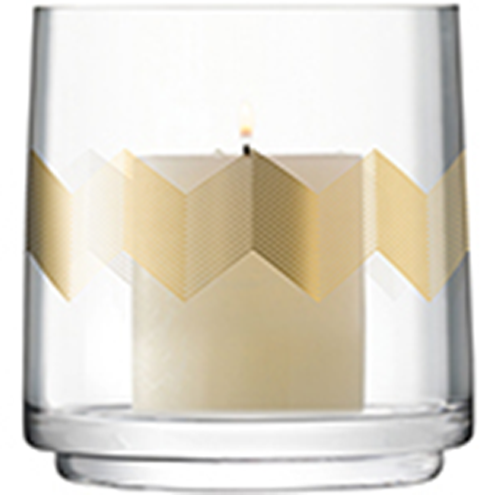 Chevron Lantern/Vase H14cm Gold