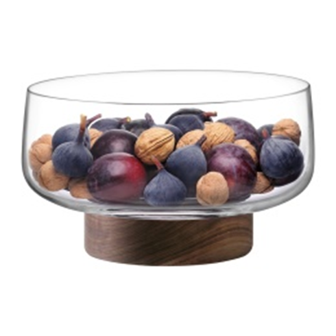 City Bowl & Walnut Base Ø30cm Clear