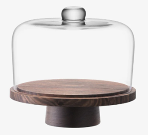 City Dome & Walnut Stand 26cm/H22cm Clear