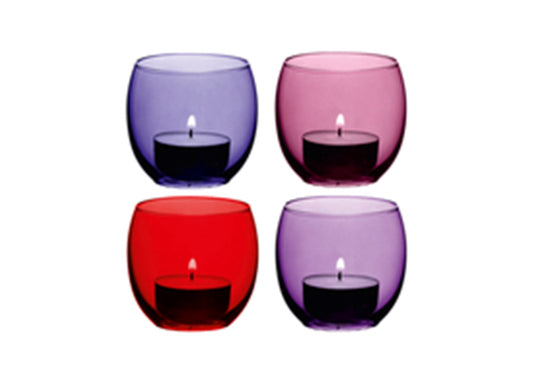 Coro Tealight Holder H6.5cm Berry Assorted x 4
