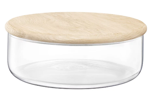 Dine Bowl/Container & Oak Lid 26.5cm H10cm Clear