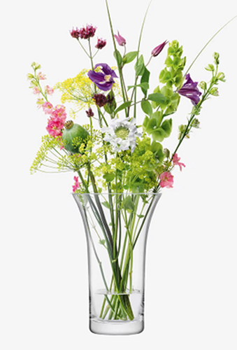Flower Flared Bouquet Vase H26cm Clear