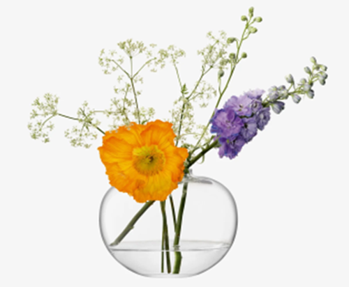 Flower Curved Bouquet Vase H15cm Clear