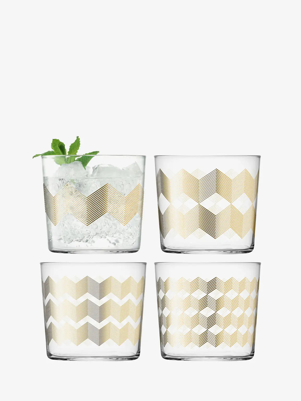 Chevron Tumbler 310ml Gold Assorted x 4