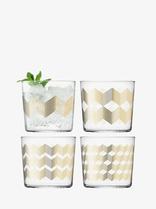 Chevron Tumbler 310ml Gold Assorted x 4