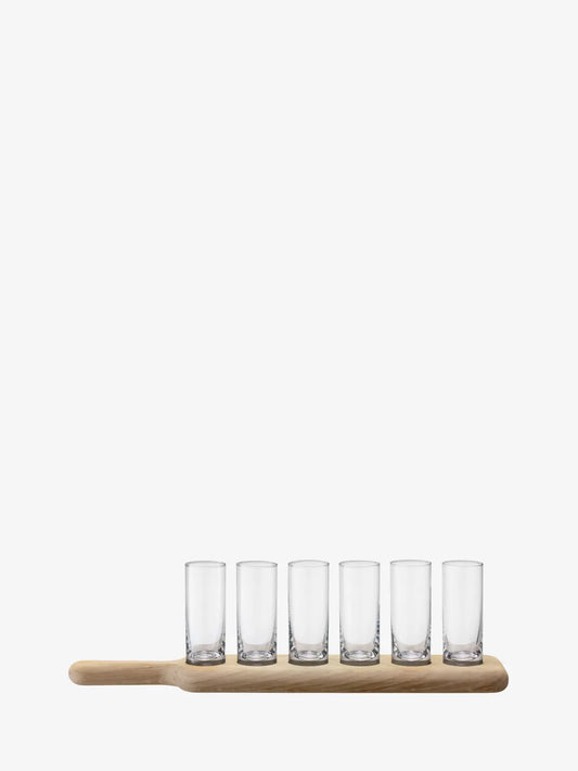 Paddle Vodka Set & Oak Paddle L40cm Clear