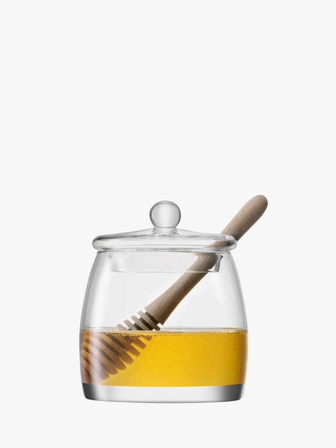 Serve Honey Pot & Oak Dipper H12.5cm Clear