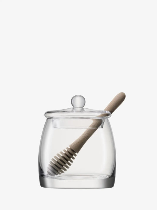 Serve Honey Pot & Oak Dipper H12.5cm Clear