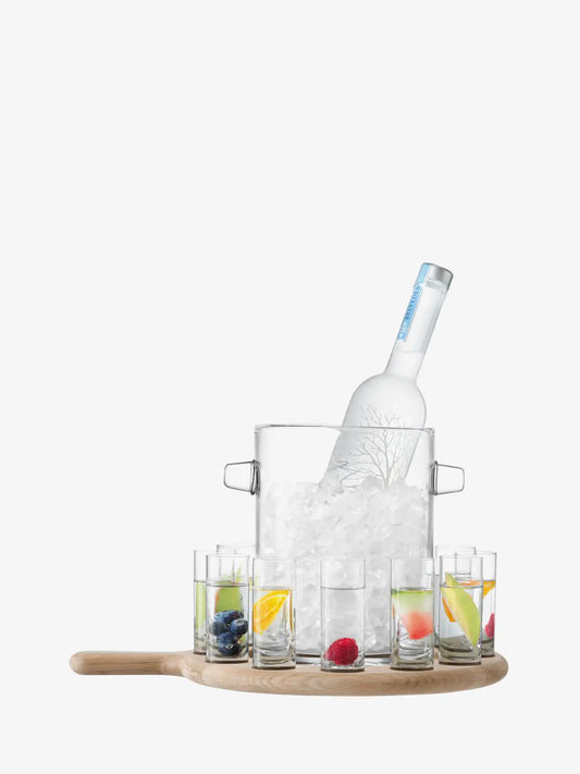 Paddle Vodka Serving Set & Oak Paddle L38.5cm Clear