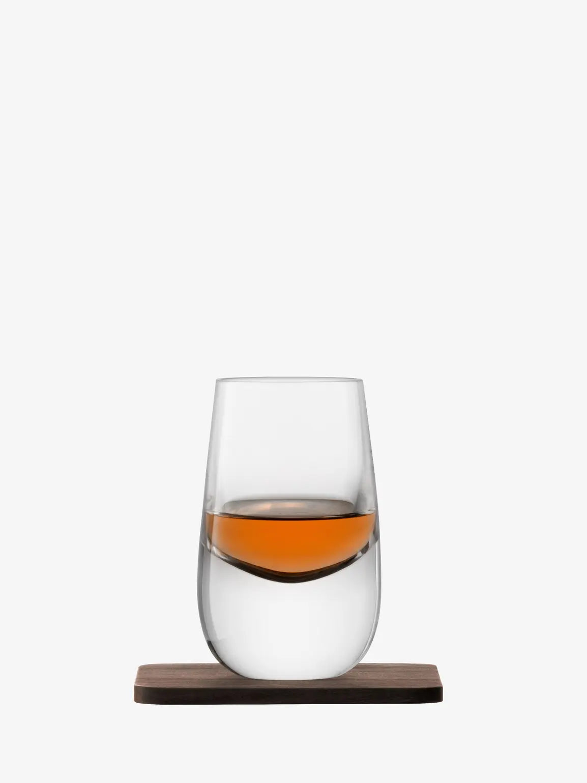 Whisky Islay Shot Glass 80ml Clear & Walnut Coaster x 2