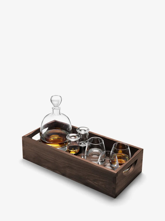 Whisky Islay Connoisseur Set Clear & Walnut Tray L44cm