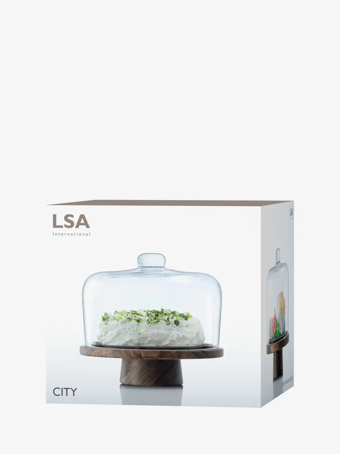 City Dome & Walnut Stand 26cm/H22cm Clear
