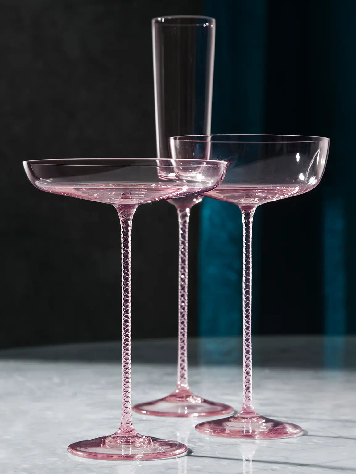 Champagne Theatre Champagne Saucer 190ml Braid/Dawn Pink x 2