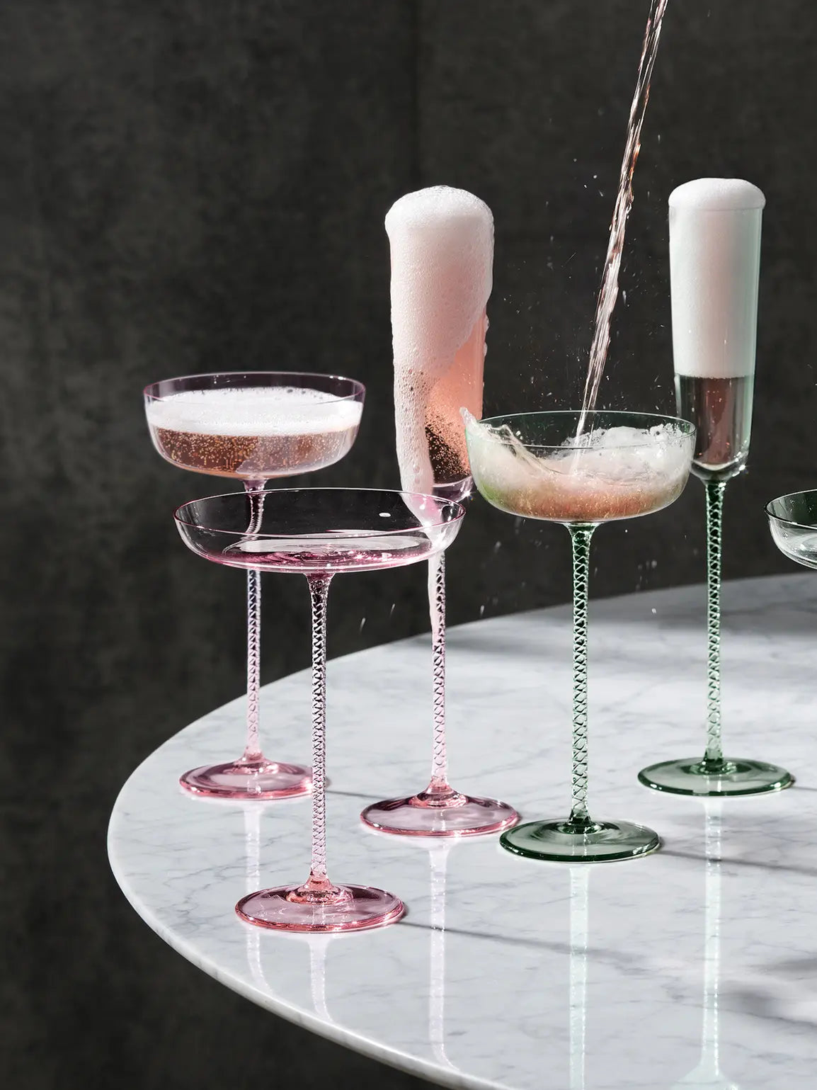 Champagne Theatre Champagne Saucer 190ml Braid/Dawn Pink x 2