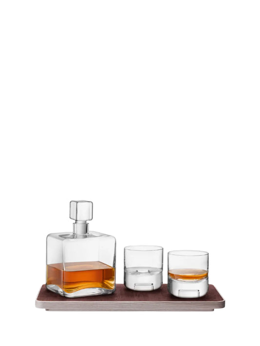 Cask Whisky Connoisseur Set Clear & Ash Cork Tray L3