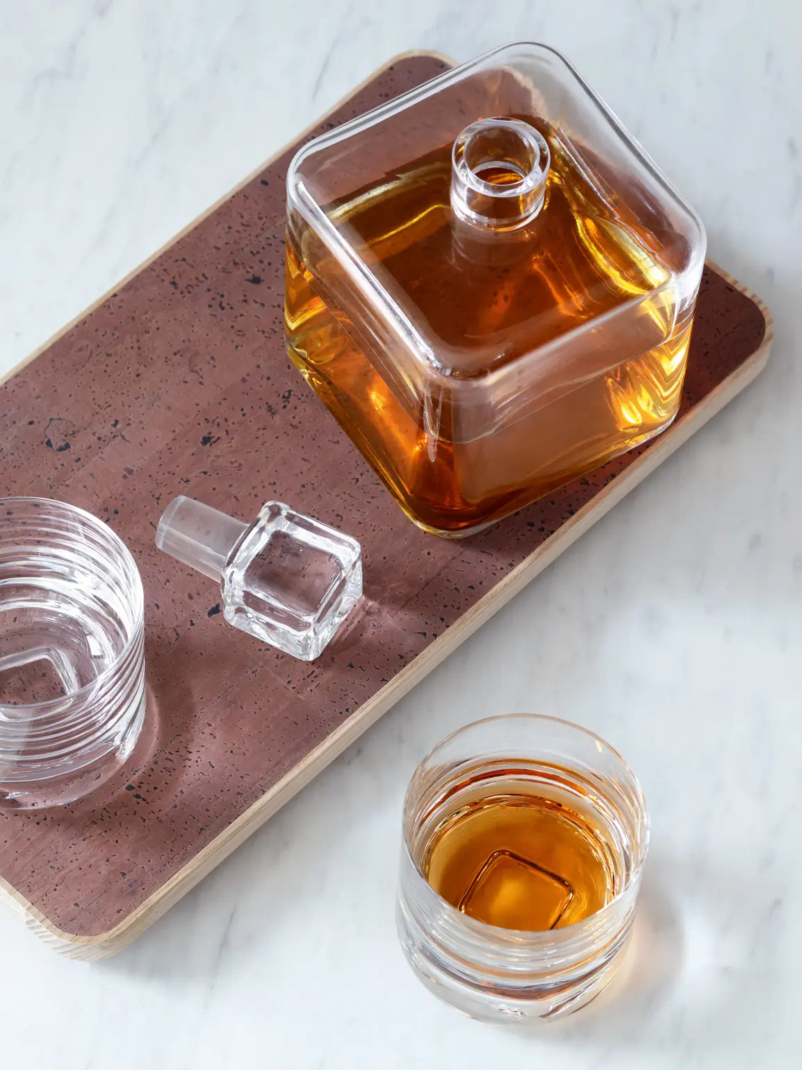 Cask Whisky Connoisseur Set Clear & Ash Cork Tray L3