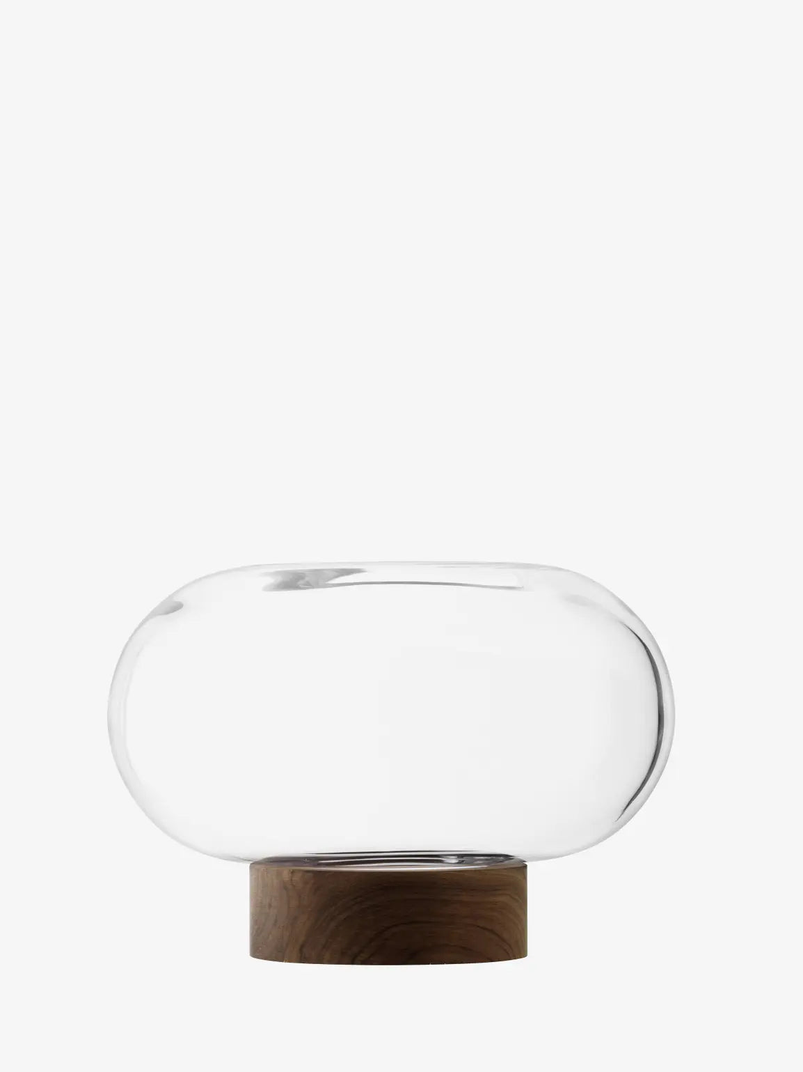 Oblate Vase/Lantern H19.5cm/?28cm Clear/Walnut