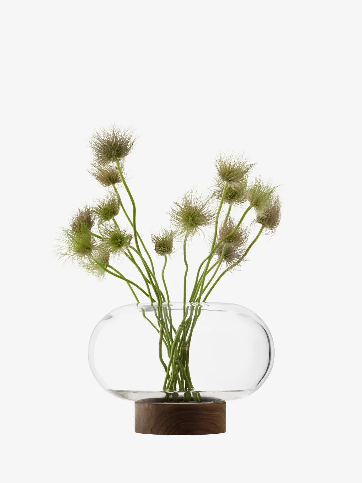 Oblate Vase/Lantern H19.5cm/?28cm Clear/Walnut