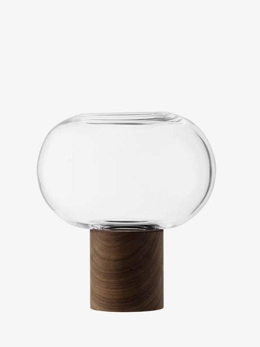 Oblate Vase H21.5cm/?19.5 cm Clear/Walnut