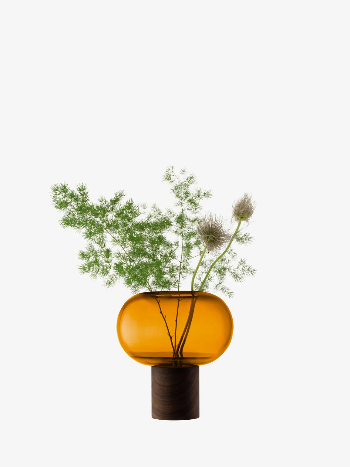 Oblate Vase H21.5cm/?19.5cm Amber/Walnut
