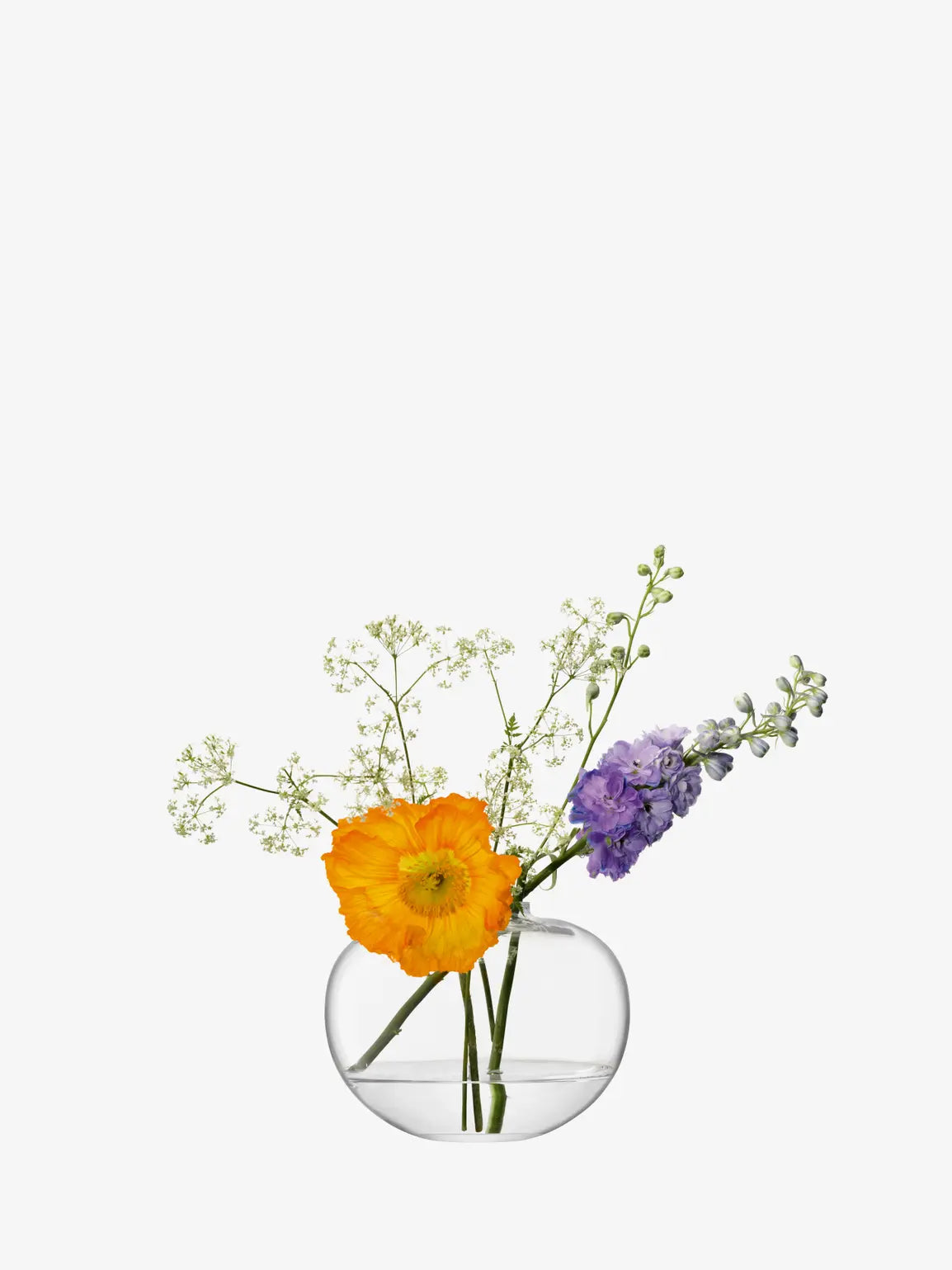 Flower Curved Bouquet Vase H15cm Clear