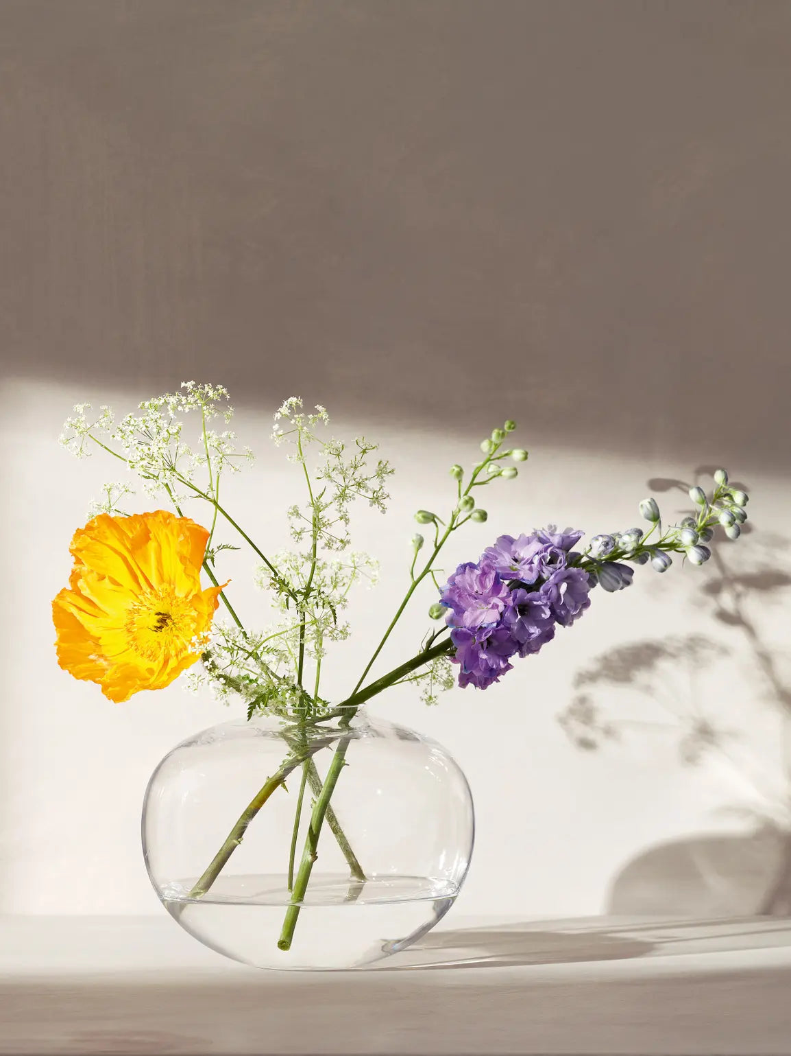 Flower Curved Bouquet Vase H15cm Clear